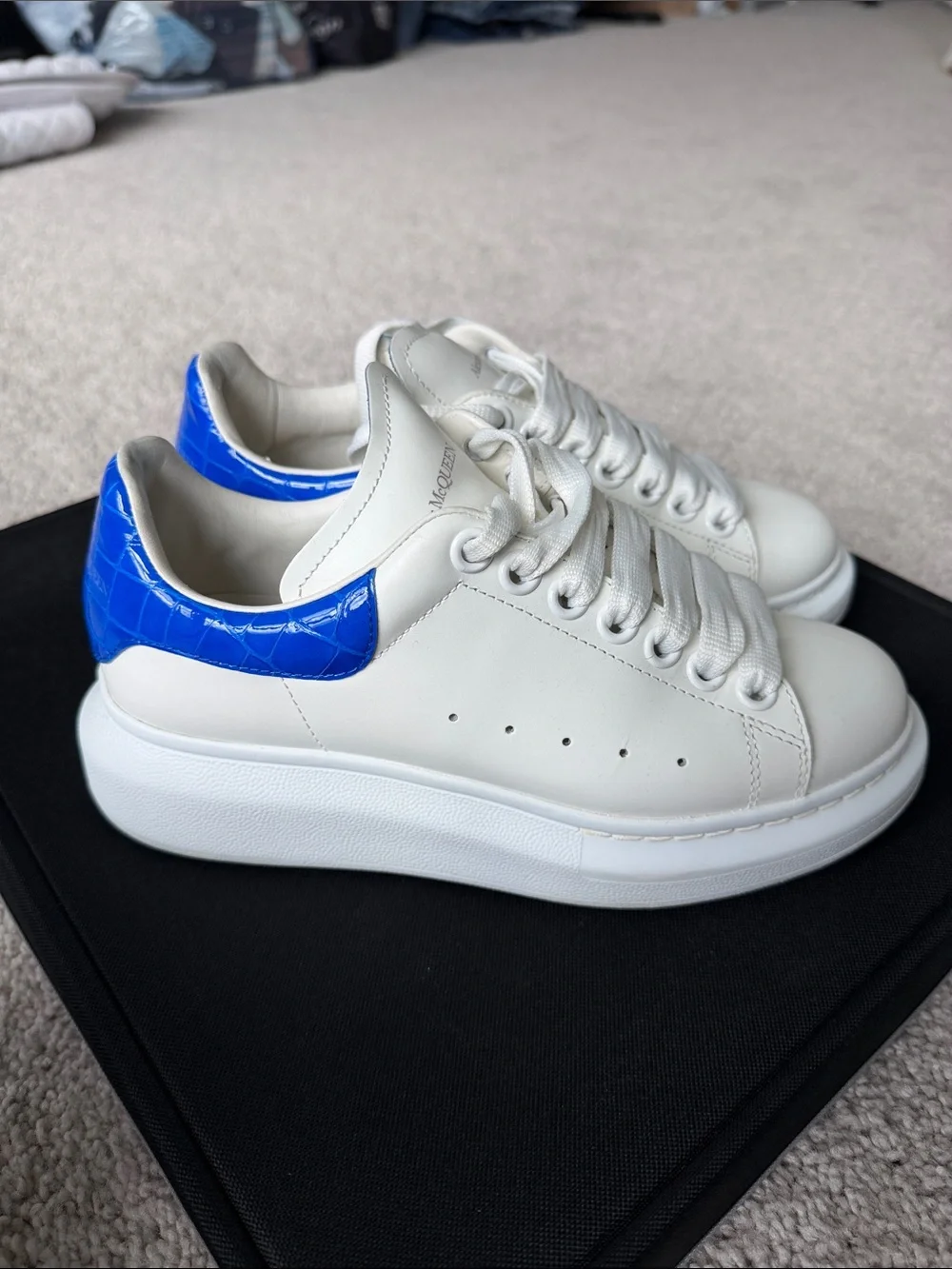 Alexander McQueen Women’s size 35 White & Blue Leather Oversized-sole Sneakers